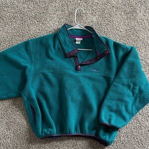 Vintage LL Bean Teal and Purple Fleece Pullover